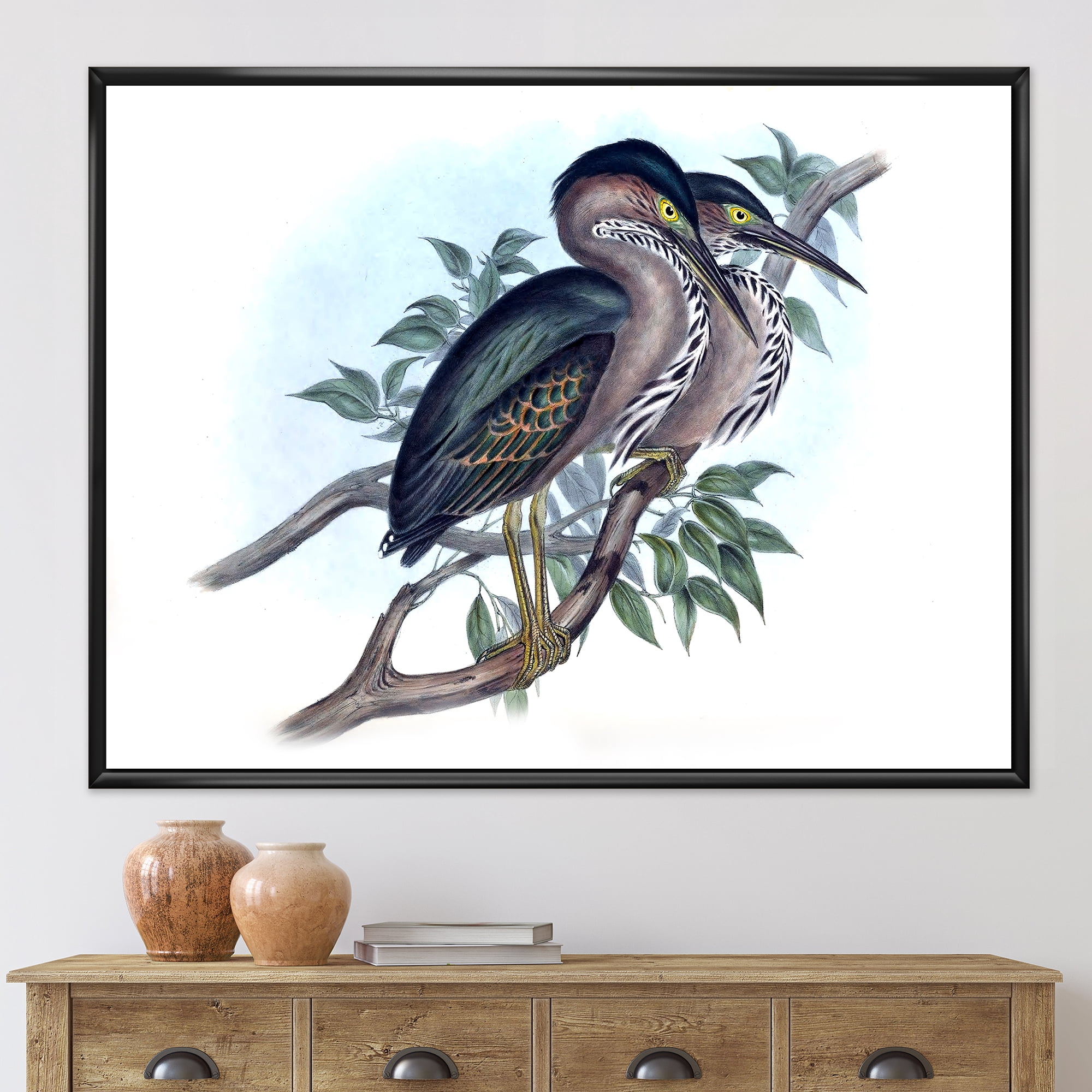 Designart 'Ancient Australian Birds VII' Traditional Framed Canvas Wall Art Print