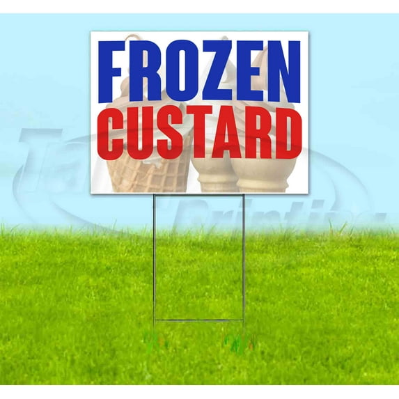 Frozen Custard Hd (18" x 24") Yard Sign, Includes Metal Step Stake
