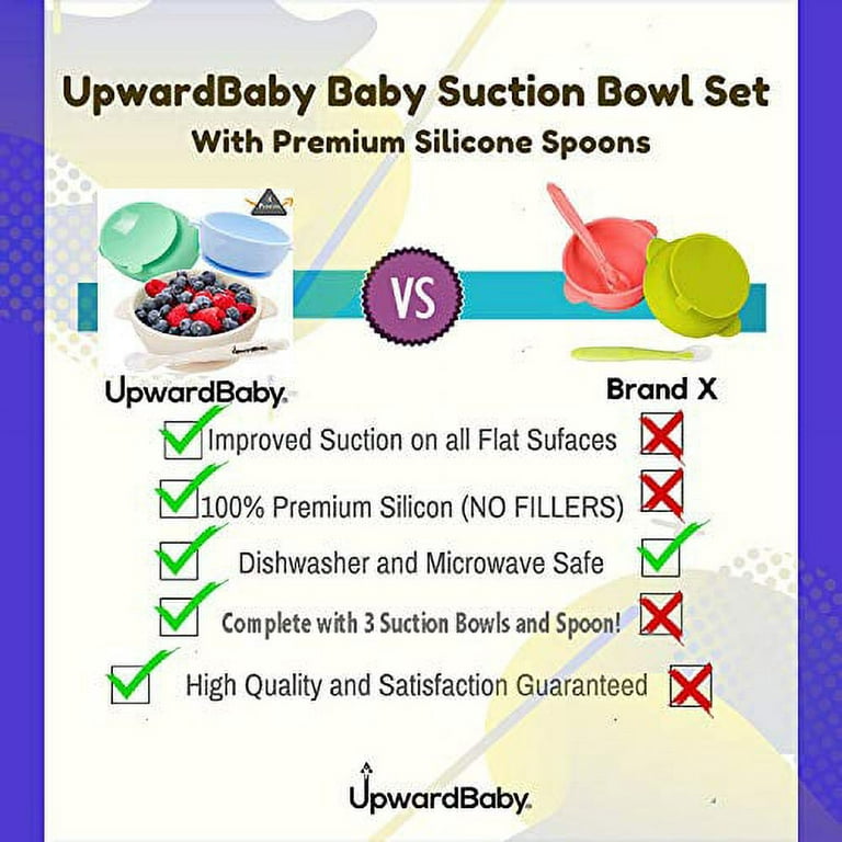 Upward Baby Spoons 3 Pack - Silicone Baby Spoons - Utensils & Baby