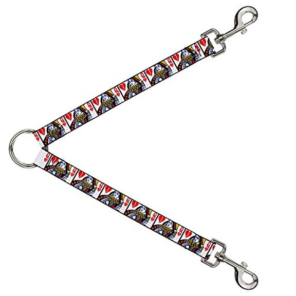Buckle-Down Leash Splitter - Queen of Broken Hearts - 1" Wide - 30" Length