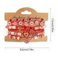 thumbnail image 3 of Rourlinge 5pc Valentines DayBracelets Trendy Clay Bead Bracelets Stack Gold Beaded Stretch Bracelets for Women Boho Stackable Bracelets Bulk Beaded Heart Red Bracelet, 3 of 6