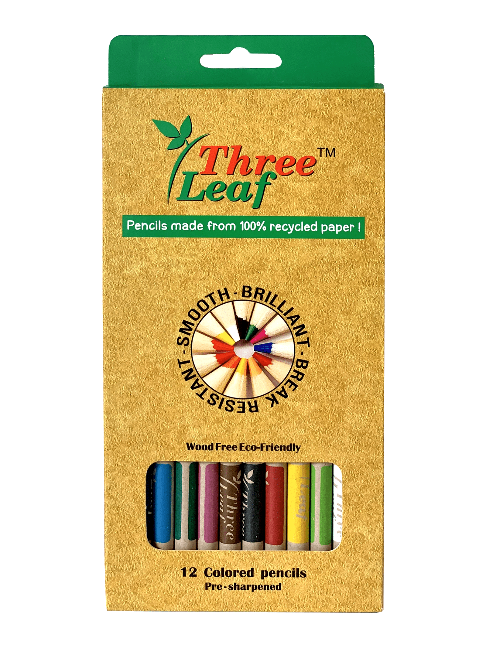 THREE LEAF Recycled paper Pencils colored lead (Pack of 12) 100 Eco Friendly, Earth Friendly