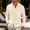 Khaki, variant on Linen Button Down Shirts for Men Long Sleeve Casual Beach Tops Lightweight Breathable Collared Shirts with Chest Pocket Summer Vacation Holiday Everyday Wear