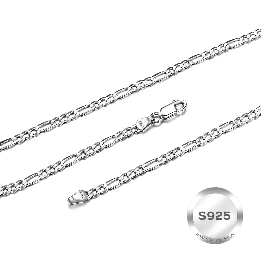 ChicSilver 3mm Italian Silver Chain for Men Women Figaro Link Mens Chain 925 Sterling Silver Chains for Men Necklace 20 Inch