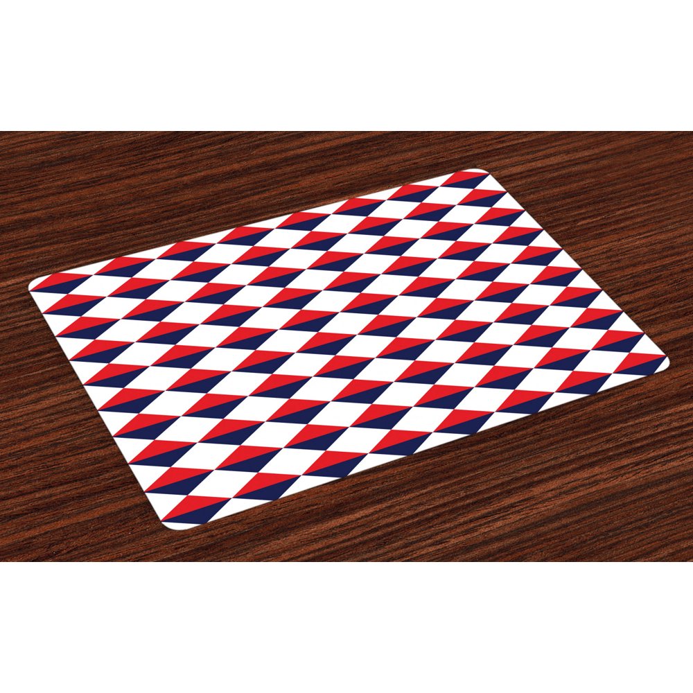 Americana Placemats Set of 4 Half Triangles Diamond Shapes Retro Navy Inspired Artwork Print