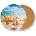 thumbnail image 2 of FREEAMG Beach Starfish Seashells Coasters for Drinks Set of 4, Absorbent Ceramic Drink Coaster with Cork Base for Wooden Coffee Table, Cool Housewarming Gift for Home Decor, 2 of 6