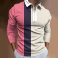 thumbnail image 2 of Caqnni Men's Polo Basic Long Sleeve for Athletic Look (Beige,3XL), 2 of 4
