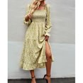 thumbnail image 2 of Vestido Con Hombros Descubiertos, Hombros Descubiertos Una Línea Vestido Midi Fluido Estampado Floral Escote Cuadrado Dividido Para Cita Para Mujer ANGGREK GI1711, 2 of 8