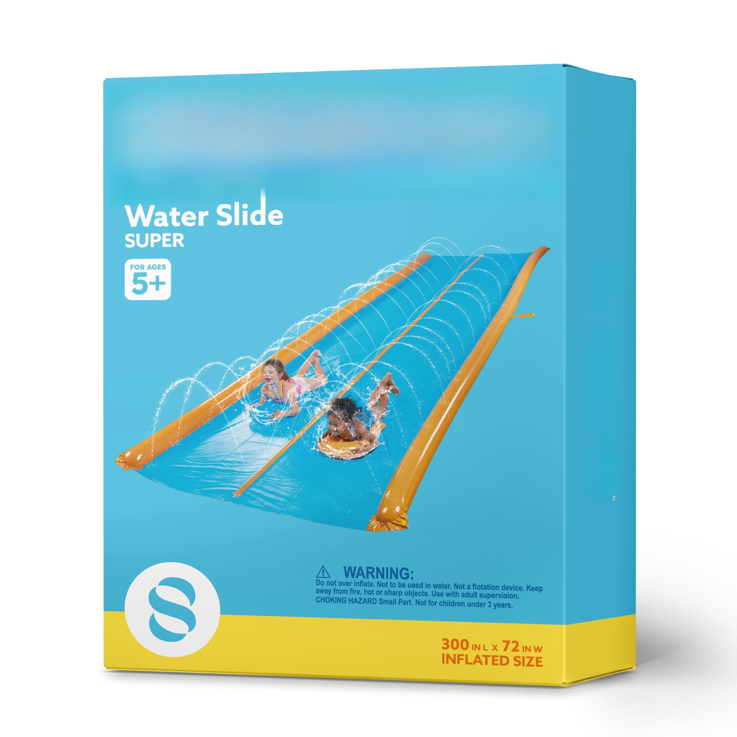 25ft x 6ft Double Lane Lawn Water Slide with Sprinkler and Inflatable Boards