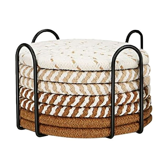 zhangmingg Napperons Tissés pour Salle à Manger Résistants à la Chaleur Idéaux pour la Maison et la Cuisine Napperons Ronds Intérieurs Petit Ensemble de Table à Dîner Ronde pour 4