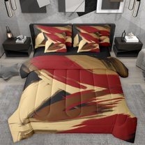 Homewish Brown Red Splash 7-Piece Twin Bedding Sets For Teens Boys Girls,Abstract Graffiti Bedding Comforter Set,Vintage Aesthetic Breathable Sheet Sets,Luxury Bedroom Decor,Reversible