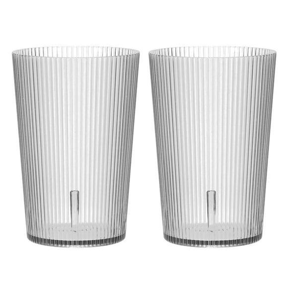 Uxcell Clear Plastic Reusable Drinking Glasses, 7.4oz Ribbed Drinking Glasses Set Plastic Water Cup Unbreakable Stackable for Beer Cocktail Water Juice Whiskey(Gray, 2Pcs)