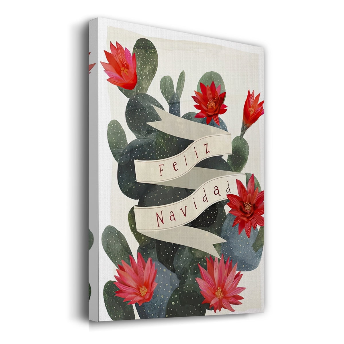 Desert Christmas Cactus I- Gallery Wrapped Canvas