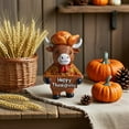 thumbnail image 3 of 1PC Highland Cow Figurines Autumn Pumpkin Turkey Highland Cow Gnomes Maple Leaf Scottish Resin Statue Calf Lovers Gifts for Fall Home Garden Kitchen Office Tiered Tray Table Decor, 3 of 6