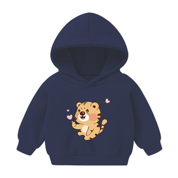 Odeerbi Toddler Boys Girls Fleece Hoodies Printed Pullover Hooded Sweatshirts Fashion Casual Long Sleeve Printing Hooded Sweatshirt Tops Navy