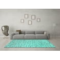 thumbnail image 3 of Ahgly Company Machine Washable Indoor Square Solid Turquoise Blue Modern Area Rugs, 8' Square, 3 of 4