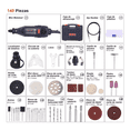thumbnail image 4 of Mototool Electrico Herramientas Con 140 Accesorio Pro Negro, 4 of 5