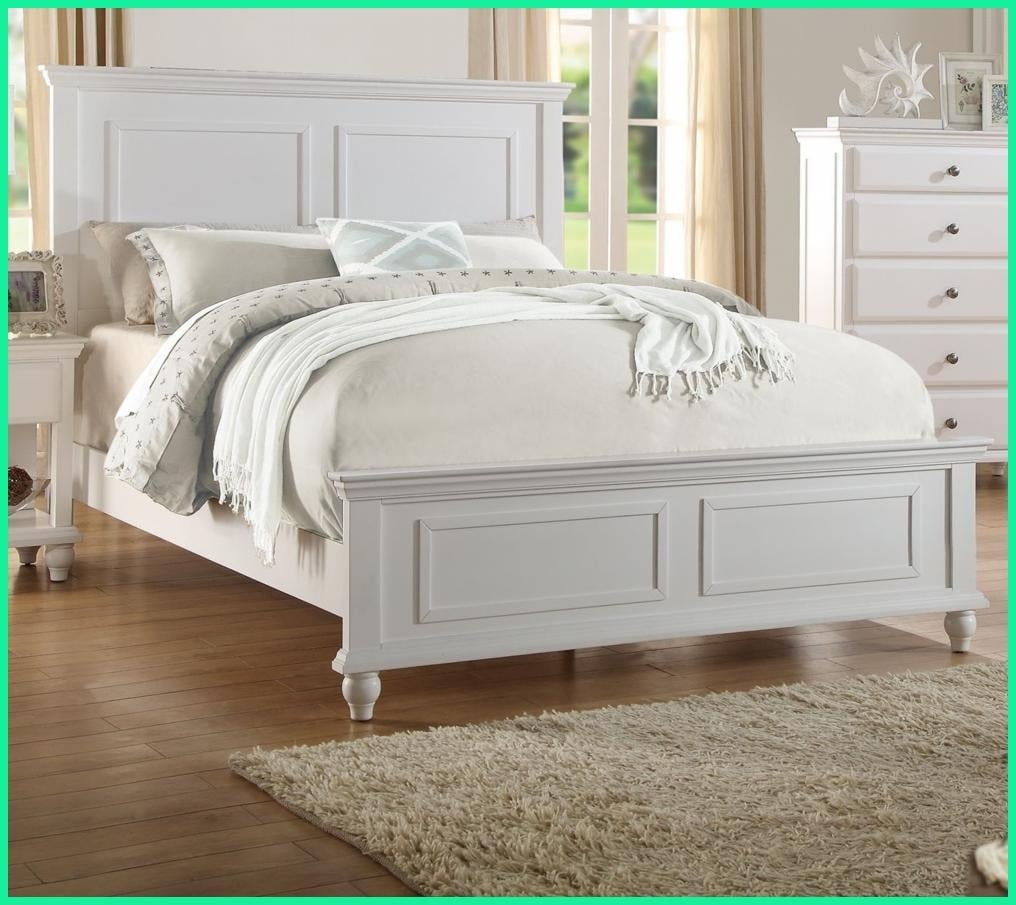 Eastern King Size Rubberwood Plywood Bed Frame with High Panel Headboard - White Modern Bedroom Furniture
