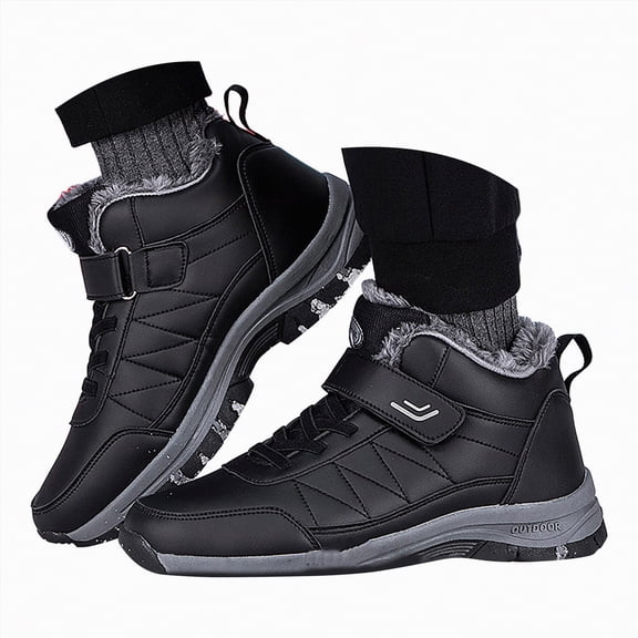 CAICJ98 Women's Winter Boots Warm Cotton Lined Hiking Shoes Lace Up Comfortable Waterproof Non Slip Ankle Platform Boots Outdoor Winter Boots Women (Black,Size 7)