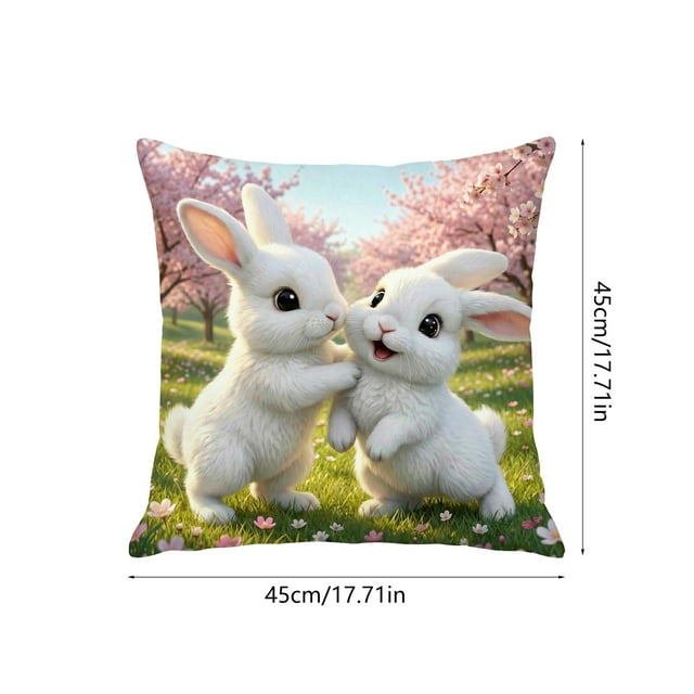 Almohadas para el Sofá Sala de Estar Conejos Cojineta Corta de Piel, 45x45cm Pascua Ambiente Dormitorio Almohadas Decorativas para la Sala de Estar Y la Decoración de Vacaciones