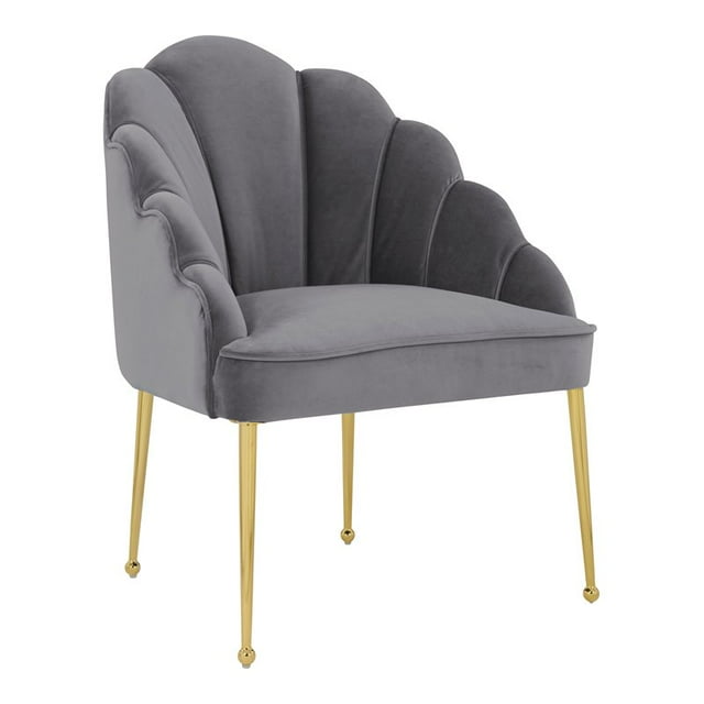 TOV Furniture Daisy Chaise Rembourrée en Velours de Transition de 18,5 Po Gris/or