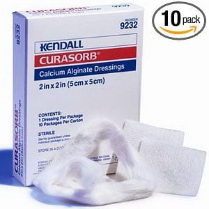 Invacare Calcium Alginate Wound Dressing - Kendall Curasorb Calcium Alginate Dressing Sterile, Minimal Shrinkage, High Calcium Level, 2'' x 2'', Box of 10