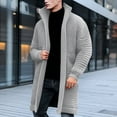 thumbnail image 2 of uikmnh Mens Mid Length Sweater Coat Autumn and Winter Lapel Solid Color Knitted Cardigan, 2 of 5