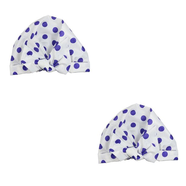 Billuyoard Gorros secos para ducha con estampado de flores, resistente al agua, banda elástica, dobladillo, sombrero colorido para baño, mujeres, niñas, punto morado 2piezas Billuyoard CBP379835