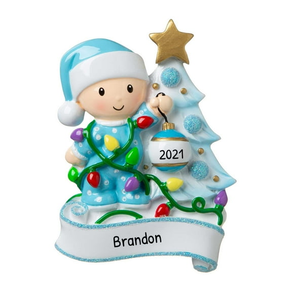 Personalized Toddler Christmas Ornament 2024 - Baby's 2nd Christmas Ornament 2024 - Baby Christmas Ornament Baby Boy Decorating Christmas Tree Ornament Blue - Free Customization