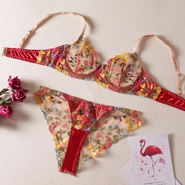 Ropa interior de Europa y Estados Unidos, hermoso campo de verano, pequeñas flores de color con sujetador, bragas, conjunto sexy para damas