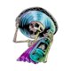 thumbnail image 4 of Women's Fun Colorful Skull & Hat Print T-Shirt - Casual Crew Neck, Short Sleeve, Stretchy Polyester Blend, Machine Washable - Perfect for Summer, 4 of 8