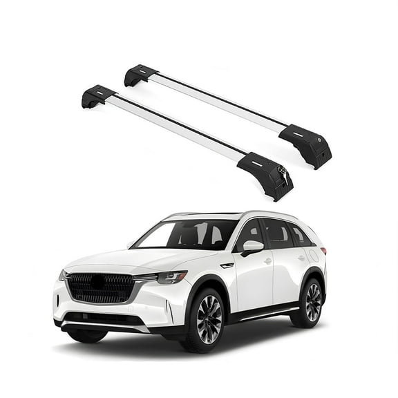 ERKUL Roof Rack Cross Bars for Mazda CX-90 2024 | Aluminum Crossbars with Anti Theft Lock for Rooftop | Compatible with Flush Rails - Silver