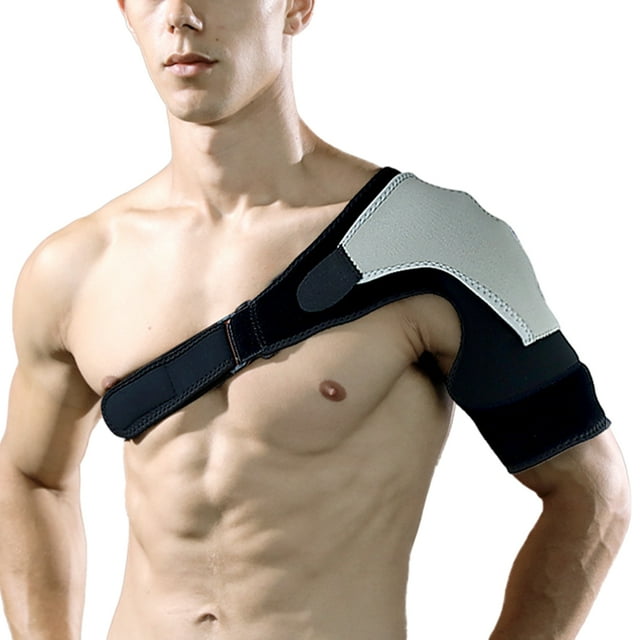 Bearachild Soporte de hombro térmico ajustable para hombres y mujeres, reemplazo de absorbente de sudor, Protector de soporte deportivo, Cadenas y protecciones para puertas de seguridad Gris oscuro