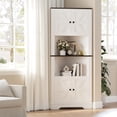thumbnail image 2 of 63" Tall Farmhouse Corner Cabinet with 4 Doors and 5 Storage Shelves, Farmhouse Storage Cabinet with Barn Door Design, Home Space Saver for Living Room, Kitchen, Laundry Room, 2 of 9
