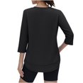 thumbnail image 3 of Women 3/4 Sleeve Workout Shirts Quick Dry Tops Crew Neck Gym Hiking T Shirt Sun Protection Casual Tees Lightweight Black L, 3 of 6