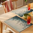 thumbnail image 4 of Teal Leaves Placemats Set of 12 Spring Botanical Vines Vintage Country Place Mats Indoor Wipeable Table Mats Washable Cloth Dining Table Placemats for Kitchen Holiday Party Home Decor 13x19 Inch, 4 of 9