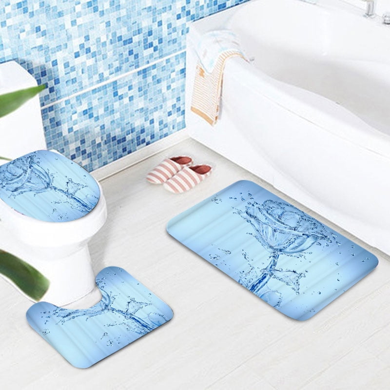 PVC Waterflower Design Non Slip Transparent Tub Shower Bathmat 15" L x 28" W 