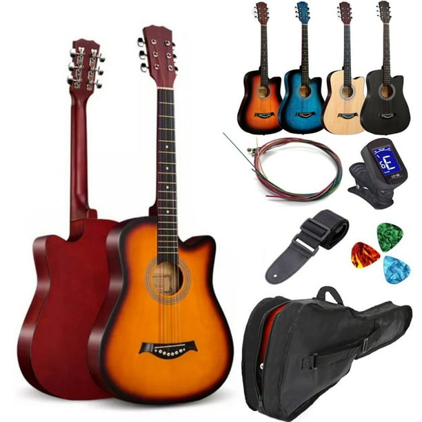 Oture 38 inch Wood Beginner Acoustic Guitar With Guitar Case for