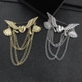 thumbnail image 4 of SmartBy Retro Angel Wing Heart Shirt Suit Collar Tip Lapel Brooch Pin with Chain Tassel, 4 of 7
