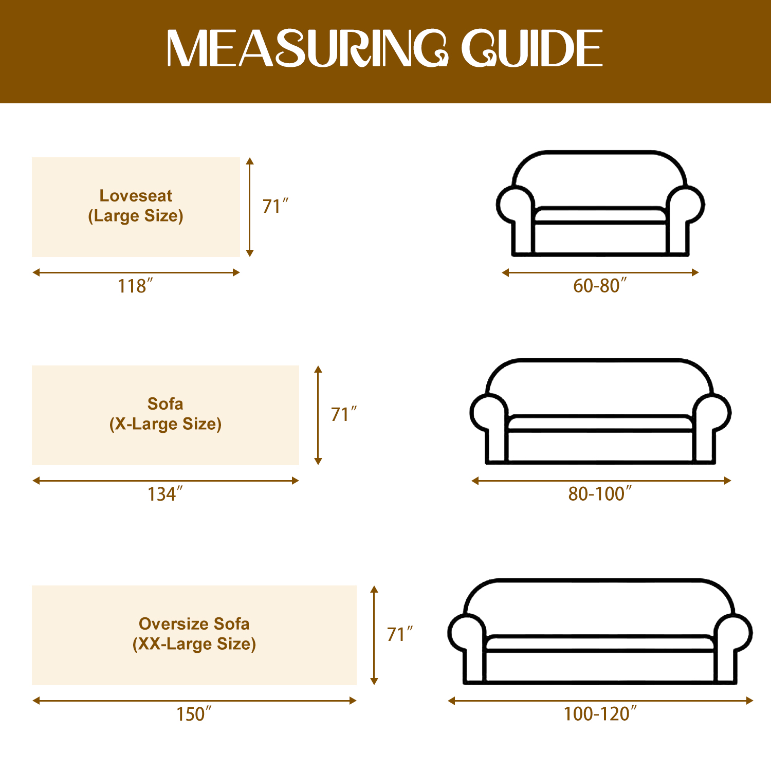 Jessy Home Sofa Cover Slipcover Couch Cover Protector Durable Multi-Function Furniture Cover for Dogs Cats Home Decor 71"x 118"Brown