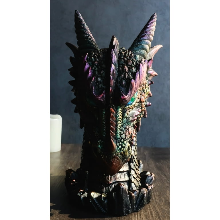 Medieval Fantasy Hydra Fin Red Spiked Dragon Head With Bright Eyes