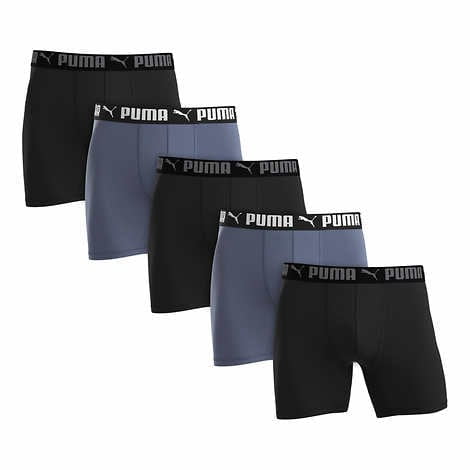 Puma Men's Microfiber Sportluxe Performance Boxer Brief, Black & Gray ...
