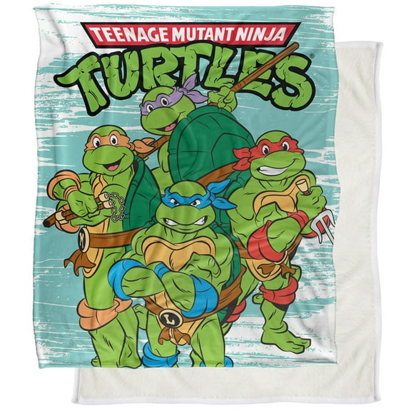 TMNT Blanket, 50"x60" TMNT Turtle Group Silky Touch Sherpa Back Super Soft Throw Blanket