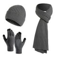 thumbnail image 2 of DcGZvy Men and Women Knitted Thick Hat Gloves Scarf Set Warmth Woolen Hat Scarf Gloves Three-piece Suit, 2 of 8