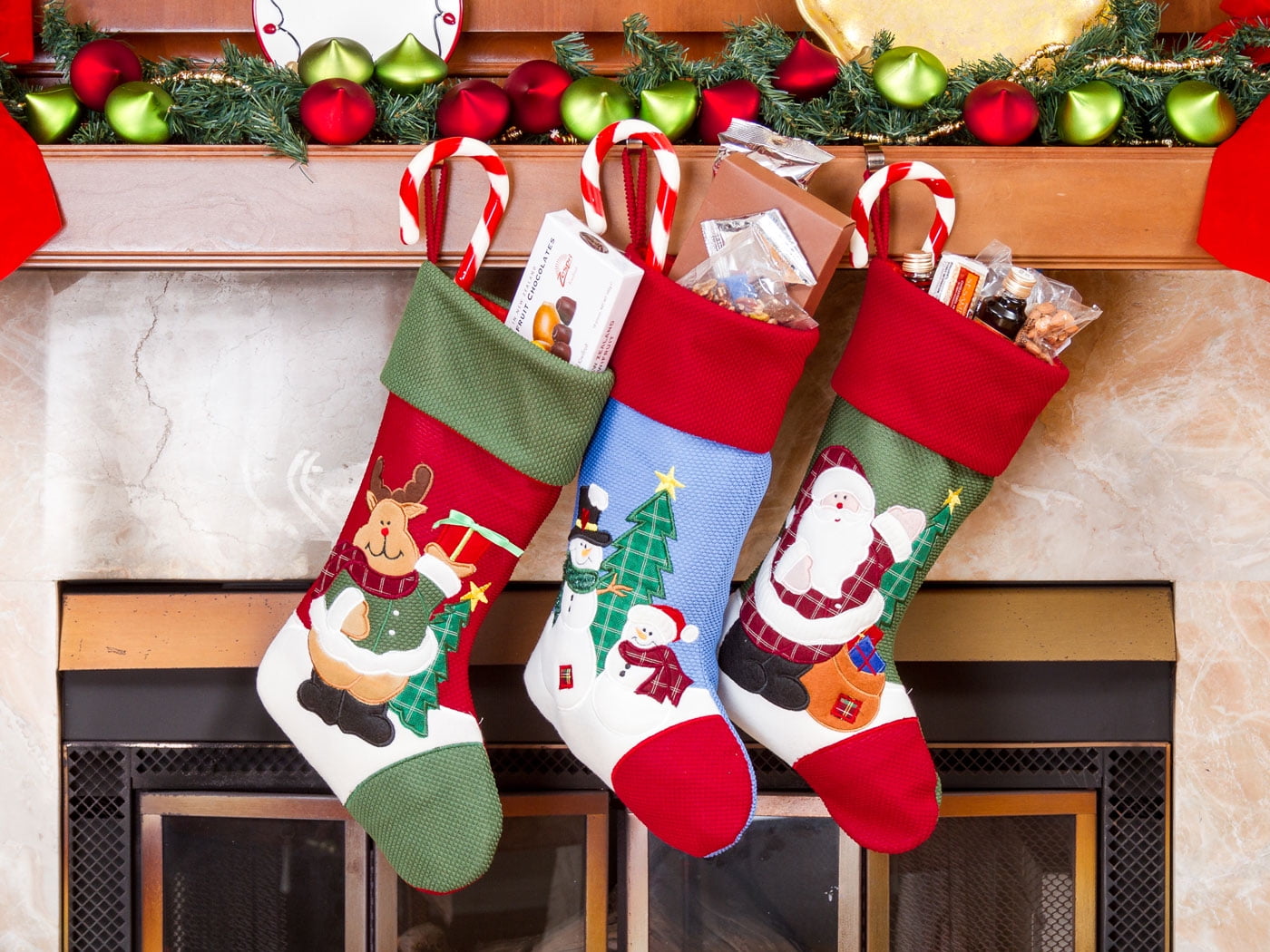 3 Pcs Set 3D Classic Christmas Stockings 18" Cute Santa's Toys Stockings 