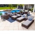 thumbnail image 1 of Tuscany 16-Piece Resin Wicker Outdoor Patio Furniture Combination Set in Brown w/ Loveseat Lounge Set, Round Dining Set, and Chaise Lounge Set (Half-Round Brown Wicker, Polyester Light Gray), 1 of 7