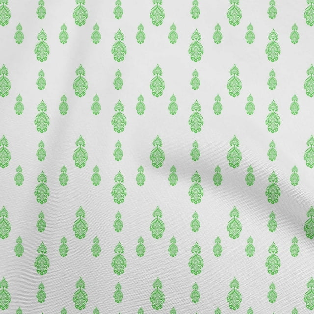 oneOone Cotton Silk Light Green Fabric Block Craft Projects Decor Fabric Printed By The Yard 42 Inch Wide