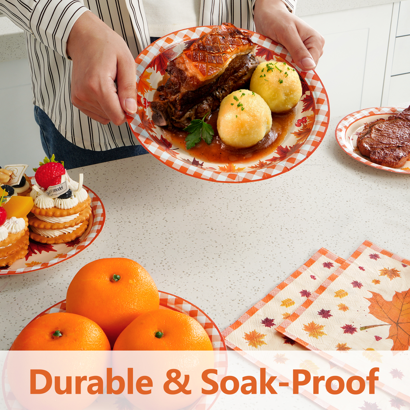 Waipfaru Fall Paper Plates & Napkins Set - 200 Pieces photo 3