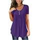 thumbnail image 1 of ICHUANYI Clearance Women's Summer Solid Round Neck Button Pleated Short Sleeve Tops(Purple, XXL) ICHUANYI WER2023080813934, 1 of 6