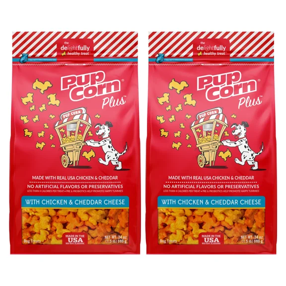 Pup Corn Plus Low-Calorie Dog Treats 1.68 lb. Chicken and Cheddar Cheese